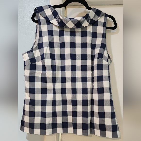 Talbots Tops - Talbots Women's Navy and White Checkered Sleeveless Blouse, Size 12